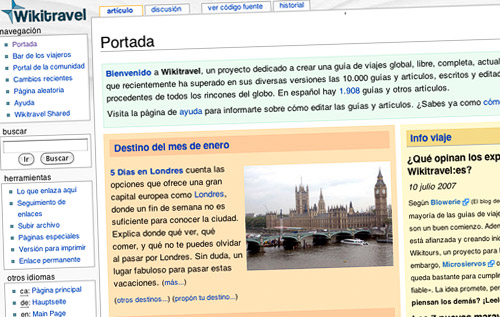 Wikitravel, una de las webs de ayuda al viajero