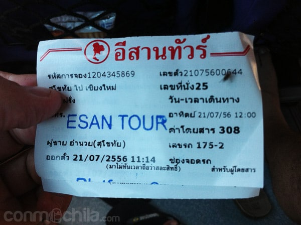El ticket de la empresa de buses
