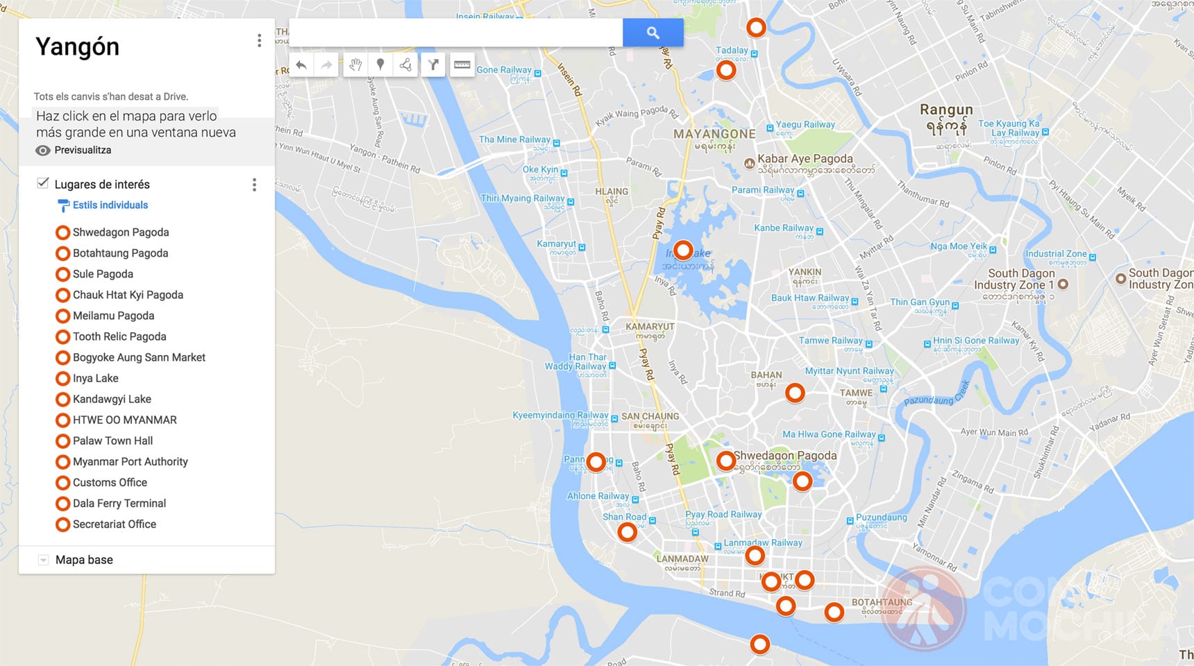 Mapa de Yangón