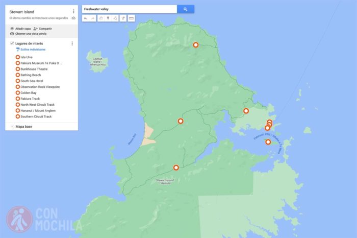 Mapa Stewart Island
